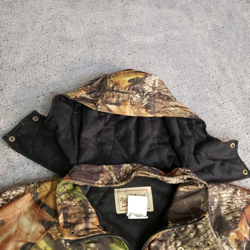 Woolrich Camo Jacket Mens L Long Sleeve Detachable Hood Mossy Oak Breakup Zip Up - Picture 8 of 12
